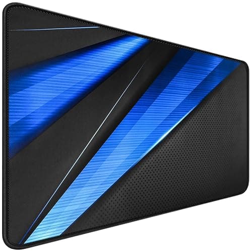 Desk Pad, Large Gaming Mouse Pad,Extended Keyboard Mouse Mat Desk Pad with Non-Slip Rubber Base & Stitched Edge for Computers Laptop Desk Home Office Accessories,Black Blue - Image 1