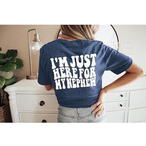 Zoemghc Auntie Shirt Women I’m Just Here for My Nephew Shirts Cool Aunts Club Tee Funny Auntie Print Graphic Aunt Gift Tops thumbnail 6