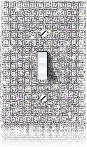 Generic Bling Light Switch Cover and sockets, Shiny Rhinestones Wall Plate Cover ,Outlet Covers ,Silver Shiny Sparkle Bling Crystal Rhinestones Wall Plate Cover, YSX-MB00 - Image 1