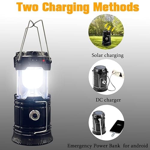 Collapsible Portable LED Camping Lantern XTAUTO Lightweight Waterproof Solar USB Rechargeable LED Flashlight Survival Kits for Indoor Outdoor Home Emergency Light Power Outages Hiking Hurricane 4-Pack thumbnail 5
