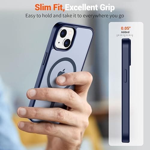 SUPFINE Magnetic for iPhone 15 Case (Compatible with MagSafe) (Military Grade Drop Protection) Slim Translucent Matte Shockproof with Anti-Fingerprint Phone Case, Navy Blue thumbnail 7