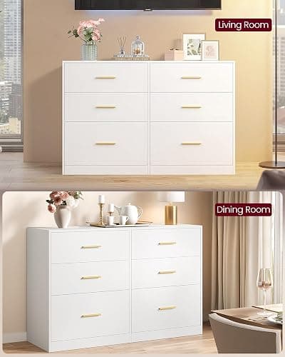VASAGLE Custos Collection - Dresser for Bedroom, Chest of Drawers for Closet, Modern Style, TV Stand for Living Room, 6 Drawers, 15.8 x 46.9 x 30.7 Inches, Cloud White ULTS416WB01S thumbnail 7
