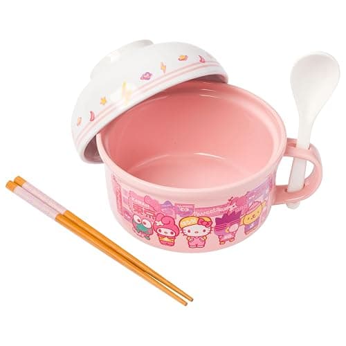 Silver Buffalo Sanrio Hello Kitty and Friends Featuring Keroppi, My Melody, Badtz-Maru, and Pompompurin Soup Mug and Bowl Lid with Spoon and Chopsticks, 13 Ounce Bowl Lid, 22 Ounce Soup Mug thumbnail 4
