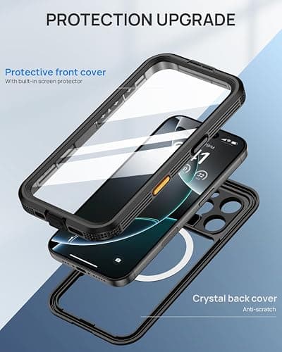 Lanhiem Magnetic for iPhone 16 Pro Max Case, IP68 Waterproof Dustproof Case, [Compatible with Magsafe] [Built-in Screen Protector] Full Body Heavy Duty Rugged Phone Cover 6.9 inch, Black/Clear thumbnail 7