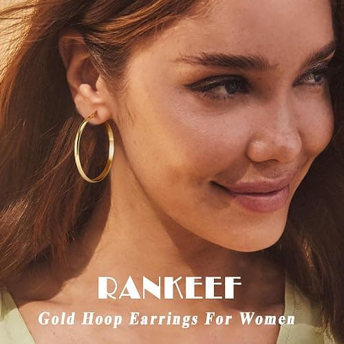 RANKEEF 3mm Wide Large Gold/Silver Hoop Earrings Sterling Silver Hoop Earrings For Women Big Gold Hoops Hypoallergenic 925 Sterling Sliver Earrings Hoops 30/40/50/60mm thumbnail 5