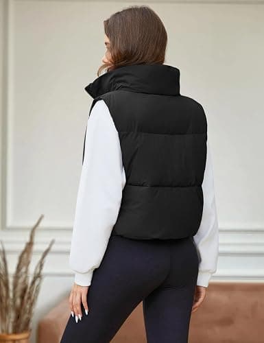 YUCOLEN Women's Crop Puffer Vest Lightweight Warm Outerwear with Fashion Stand Collar Zip Up Padded Cropped Jacket Coat thumbnail 3