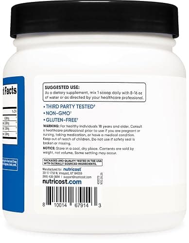 Nutricost BCAA Powder 2:1:1 (90 Servings, No Flavor Added) - Branched Chain Amino Acids thumbnail 4