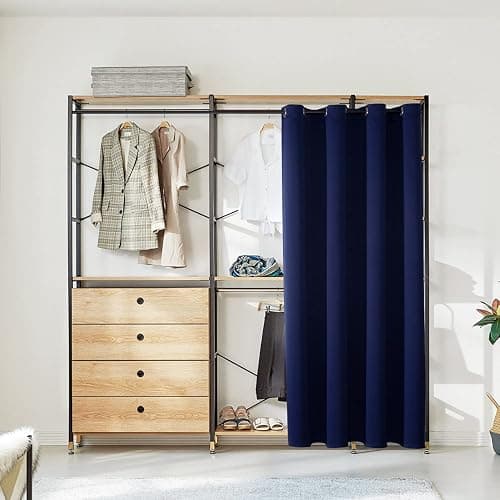 ChrisDowa Blackout Curtains Door Curtain for Doorway Privacy Closet Drapes | 34W x 80L, for Living Room/Bedroom Closet Door, Thermal Insulate Temporary Doorway Single Curtain Drapes, 1 Panel Navy thumbnail 4