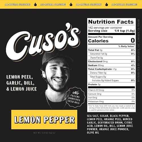 Cuso's Lemon Pepper Seasoning BBQ Rub - Lemon Pepper Powder Chicken Wing Rub - Chicken Seasonings, Spices for Grill, Marinade & Smoking - 1 Count - 5 oz bottle thumbnail 2