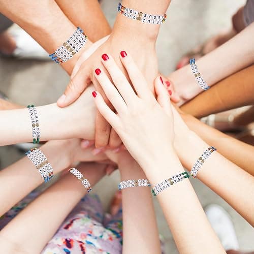 Taouzi 24Pcs 𝐉𝐞𝐬𝐮𝐬 𝐋𝐨𝐯𝐞𝐬 𝐘𝐨𝐮 Bracelets Bulk Handmade Clay Beads 𝐁𝐢𝐛𝐥𝐞 𝐕𝐞𝐫𝐬𝐞 Bracelets Christian Friendship Jewelry Xmas Gifts for Women thumbnail 7