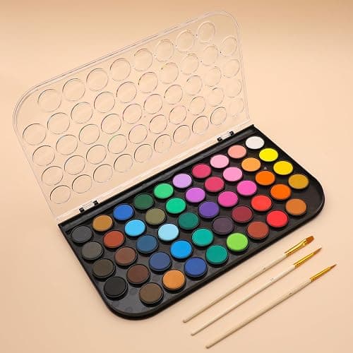 Artecho 48 Colors Watercolor Cake Set with 3 Brushes, Washable, Travel Design, Perfect for Card Making, Illustrations, Painting, Calligraphy thumbnail 7