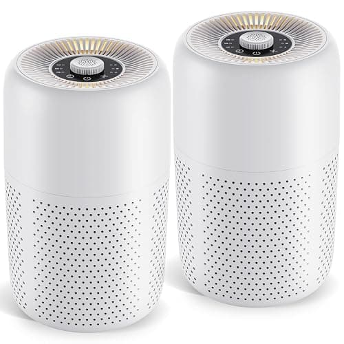 2 Pack YARIKI Air Purifiers for Bedroom Home with Aromatherapy Function,Small Air Purifier with Nightlight Speed Control,24dB Low Noise for Better Sleep,For Pet Room Dorm Kitchen,P60 (White) - Image 1