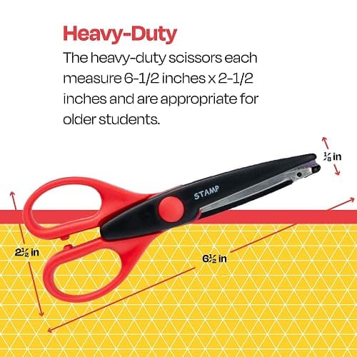 School Smart Paper Edger Scissors, 6-1/2 x 2-1/2 Inches, Assorted Colors, Set of 12 thumbnail 7