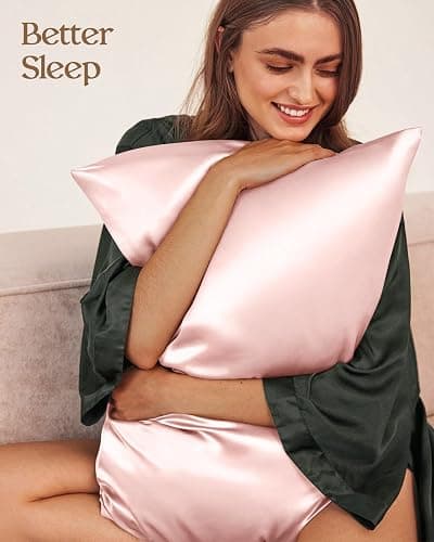 Miss Adola Silk Pillowcase 2 Pack - Pillow Cases Queen Set of 2 Size 20" x 30" for Hair and Skin Smooth Soft Breathable with Hidden Zipper Cooling Pillow Covers for Sleeping Women, Coral thumbnail 2