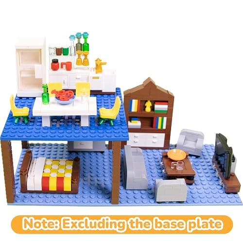 Building Block Furniture, Includes Items Such as a Bed, TV, Bookshelf, Kitchen cabinets, It Serves as Furniture for Decorating Lego City Mansion Houses and is Compatible with Major Brands Bricks thumbnail 4