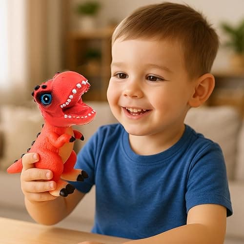 LEWAN 6-in-1 Dinosaur Toys for Kids Ages 3+ – 5.5” Squishy Dino Figures Gift Set – Sensory Toys for Boys & Girls – Dinosaur Adventure Crew thumbnail 2