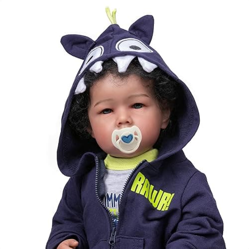 iCradle Reborn Baby Dolls Boy Black Biracial African American Realistic Newborn Baby Dolls Lifelike Ethnic Silicone Reborn Toddler Doll Toy Accessories Gift for Collection & Kids Age 3+ thumbnail 7