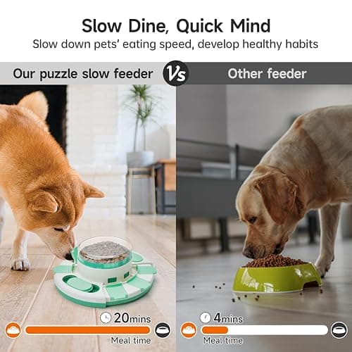 Potaroma Dog Puzzle Toy 2 Levels, Slow Feeder, Pup Food Treat Feeding Dispenser for IQ Training and Entertainment for All Breeds (Green White) thumbnail 4