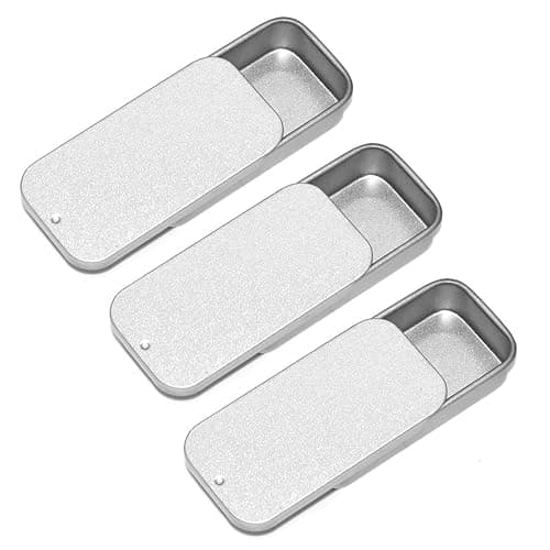 SKYPIA Lip Balm Tins Slide Top Tin Containers for Lip Balm Crafts Storage Kit - 0.25oz 3 Pack (SILVER) - Image 1