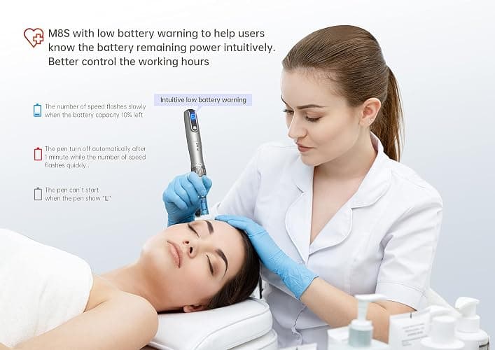 M8S Microneedling Pen Professional Wireless Derma Pen with 22 Replacement Cartridges Needles 6 Speeds Adjustable Micro Needling Microneedle Machine for Skin Care M8SKIT-UK thumbnail 5