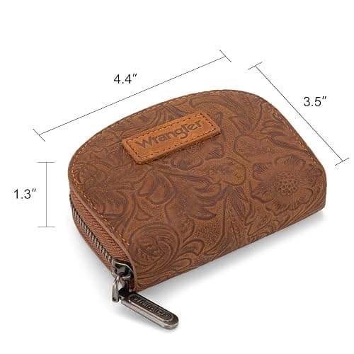 Montana West Wrangler Credit Card Holder for Women Small RFID Blocking Wallet Floral Tooling Coin Purse Brown thumbnail 5