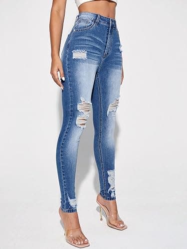Floerns High Waist Skinny Jeans Denim Pants thumbnail 4
