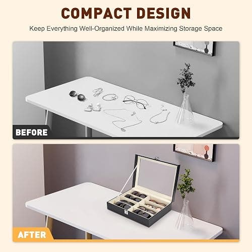 CO-Z Leather Multi Sunglasses Organizer for Women Men, Eyeglasses Eyewear Display Case with 8 Slots, Jewelry Watch Organizer, Sunglasses Jewelry Collection Case, Sunglass Glasses Storage Holder Box thumbnail 4