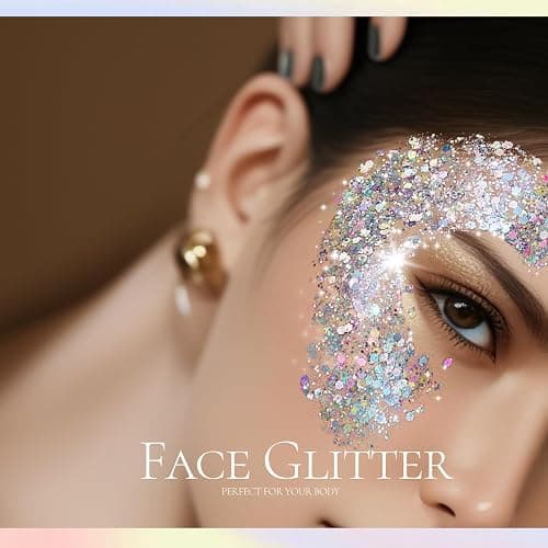 Teenitor Body Glitter, Body Glitter Gel, Hair Glitter, Face Glitter, Holographic Chunky Makeup Silver Glitter Gel for Face, Makeup, Hair, Eye thumbnail 5