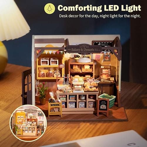 Rolife DIY Miniature Doll House Kit, Build Becka's Bakery Diorama House Building Set with LED Room Hobby Craft for Aduls Uniue Gifts for Adults thumbnail 5