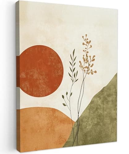MuchoWow© Impressions sur Toile 50x70 cm Deco Tableau Murale Decoration Salon Peinture Tableaux Chambre Toiles Maison Soleil - Abstrait - Branches - Orange - Image 1