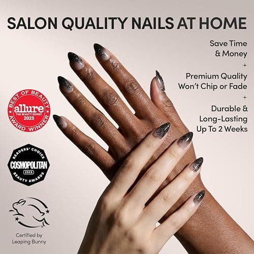 Glamnetic Press On Nails - 'Til Death | Ombre 3D Lace Medium Almond Fake Nails with Glossy Finish, Salon Quality Halloween Nails | 15 Sizes - 30 Nail Kit with Glue thumbnail 2