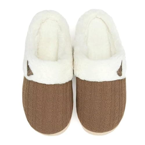 NineCiFun Women's Slip on Fuzzy Slippers Memory Foam House Slippers Outdoor Indoor Warm Plush Bedroom Shoes Scuff with Faux Fur Lining - Image 1