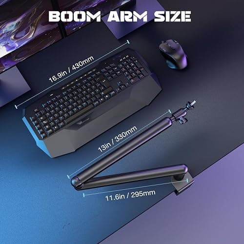 FIFINE Microphone Boom Arm, Low Profile Adjustable Stick Microphone Arm Stand with Desk Mount Clamp, Screw Adapter, Cable Management, for Podcast Streaming Gaming Studio-BM88 thumbnail 7
