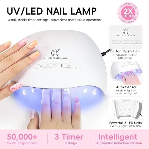 PEACECOLOR Gel Nägel Set mit Lampe, 22 Farben UV Nagellack Set mit Elektrische Nagelfräser für Gel Nagelset Starterset Base und Top Coat Nägel Selber Machen Nagelstudio Set thumbnail 5