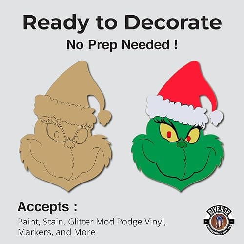Christmas Design Design by Lines Cutout 1 Item Per Pack Door Hanger Christmas Decor Holiday Unfinished Wood MDF Shape Canvas Style 1 Art 1 (6") thumbnail 3