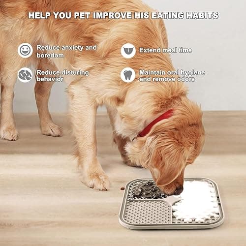 Zonopy Licking Mat for Dogs & Cats with Suction Cups, 1 Pack Square Dog Slow Feeder Lick Pat for Anxiety Relief and Boredom, Dog Toys to Keep Them Busy, Pets Grooming Training Bathing Mat thumbnail 6
