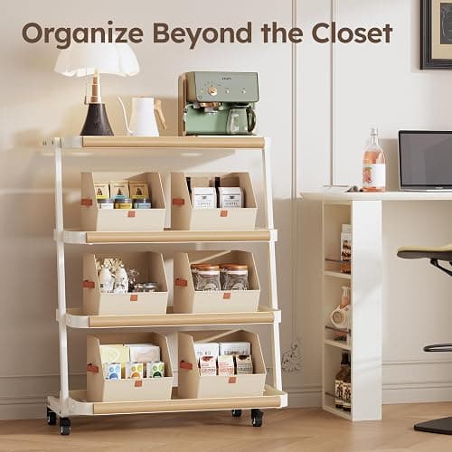 Homsorout Fabric Closet Storage Cubes - 6 Pack Square Storage Bins with Dual Handles for Clothes, Towels, Toys, Cube Storage Organizers for Bedroom, Nursery, Shelves, Closet, Small Spaces, Beige thumbnail 7