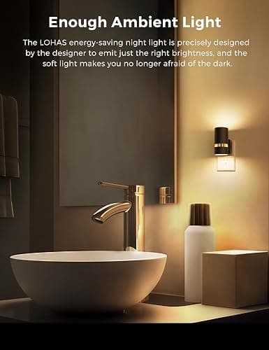 L LOHAS LED Night Lights Plug into Wall, Dimmable Night Light with 0-100LM Brightness Adjustable, 3000K Soft White, Nightlight with Dusk to Dawn, 2 Pack thumbnail 6