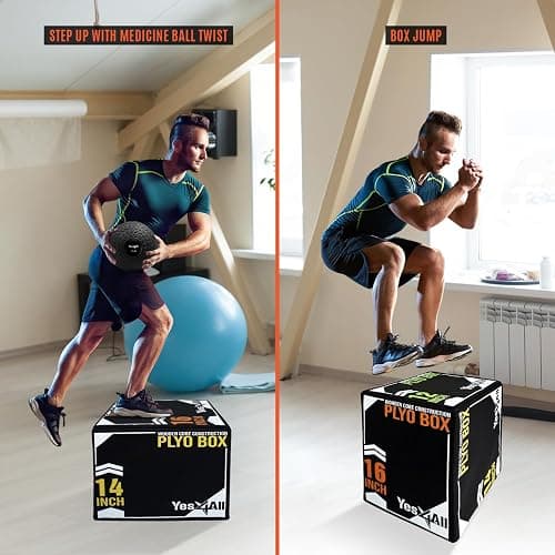Yes4All 3-in-1 Soft-Padded Plyo Box With Wooden Core, Non-Slip Multi-Use Cushioned Plyometric Jump Box with Vinyl Cover for Jumping, Conditioning, Strength Training thumbnail 7