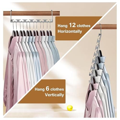 Space Saving Hangers for Clothes 6 Pack, Sturdy Metal Hangers Wardrobe Organizer, Magic Cascading Hanger, Closet Space Saver Closet Organizers and Storage thumbnail 2
