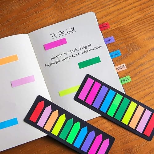 KICNIC 1500 Pieces Page Markers Sticky Index Tabs, Arrow Flag Tabs Self Adhesive, Colored Notes Tab Stickers for Notebook, Documents, Books [10 Colors, 3 Designs] Sticks Securely, Removes Cleanly thumbnail 4