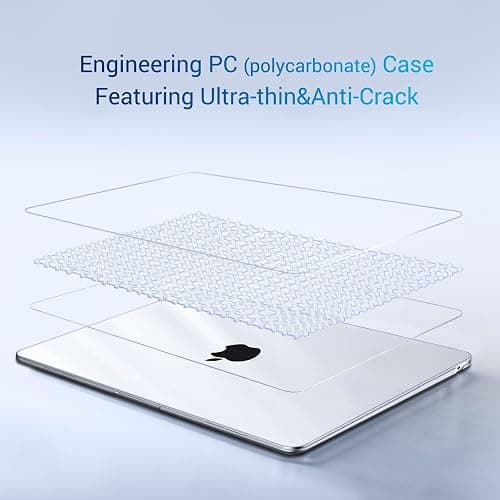 MOSISO Compatible with MacBook Air 13 inch Case M1 2021 2020 2019 2018 | A2337 A2179 A1932 Touch ID,Ultra Thin Protective Hard Shell&Keyboard Cover for MacBook Air 13.3 inch Case M1, Transparent thumbnail 3
