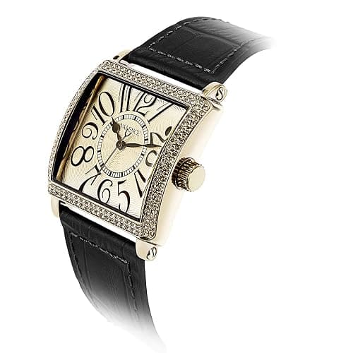 Valence Women's Vintage Square Quartz Watch - 33mm Gold Case, Brown Genuine Leather Strap, 30M Waterproof, Day & Date Window,Gift for Lady thumbnail 2