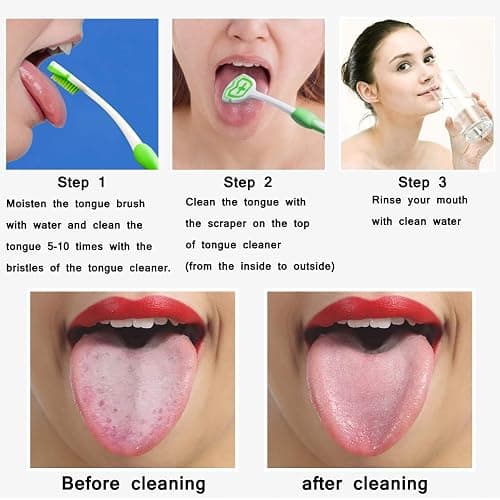 Tongue Brush, Tongue Scraper, Tongue Cleaner, Tongue Scraper Brush, Tongue Cleaner Brush, Tongue Brushes Helps Fight Bad Breath, 3 Tongue Scrapers, 3 Pack (Blue & Green & Red) thumbnail 2
