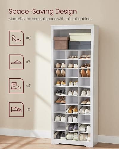 VASAGLE Shoe Storage Cabinet, 10 Tier Shoe Rack Organizer, Holds Up to 30 Pairs of Shoes, for Entryway Bedroom, 12.6 x 24.8 x 73.6 Inches, White ULBS273T14 thumbnail 6