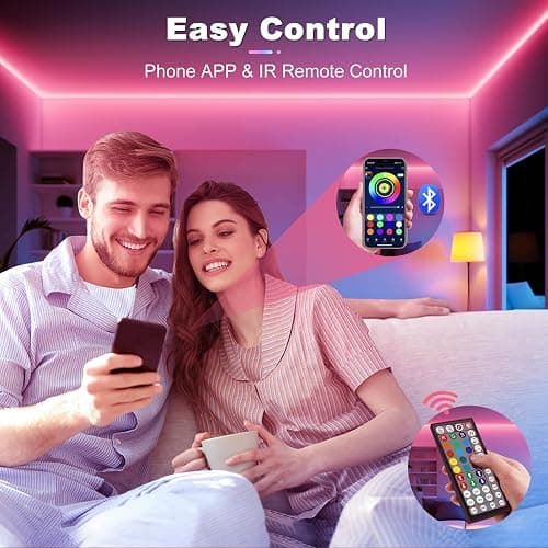Ruban LED, 10M Flexible RGB Bande LED Decoration Chambre, Bluetooth App Contrôle Synchroniser avec Rythme de Musique, Led Chambre pour Gaming Room, Plafond, Mariage, Fête, Cuisine, TV, Bureau thumbnail 4