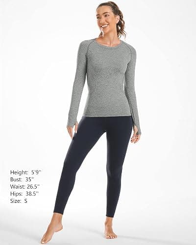 Stelle Womens Seamless Workout Top Yoga Athletic Shirt with Thumb Hole Breathable for Sports Running Slim Fit thumbnail 4