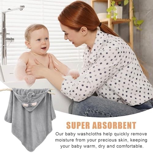Dafencar Serviette Bebe, 3pcs Serviette Bebe Naissance, Super Absorbantes Serviettes et Sorties de Bain, Cape de Bain pour Piscine, à la Plage, Après la Douche ou Le Bain (80X80 cm) thumbnail 6