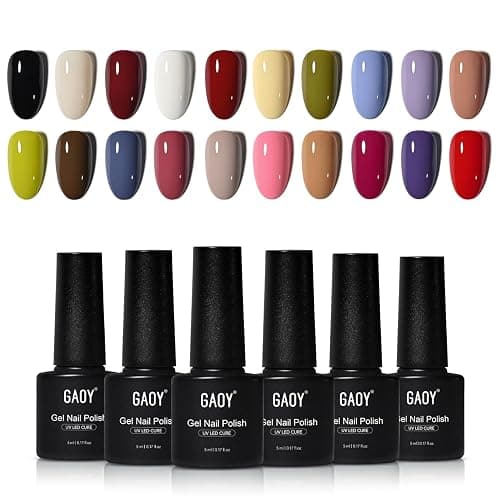 GAOY 23 Pcs Gel Nail Polish Set, 20 Colors All Season Gel Polish Kit Red Black White Pink Blue with 3 Pcs Soak off Base Glossy Matte Top Coat for Nail Art DIY Manicure at Home - Image 1