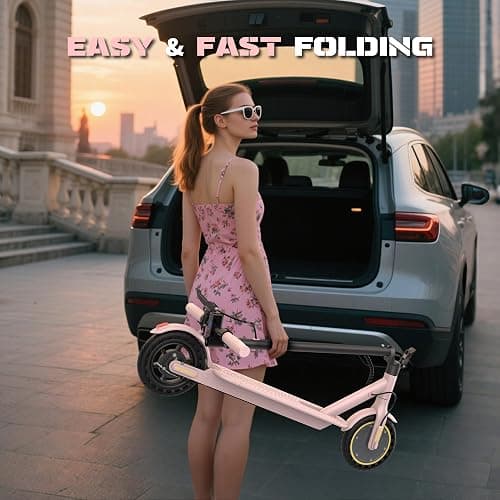 Electric Scooter, 500W/350W Motor & 10"/8.5" Solid Tires, Up to 19 MPH & 28/25/15 Miles Range, Foldable Commuter E Scooter for Adults & Teens with Dual Brake System, APP thumbnail 6